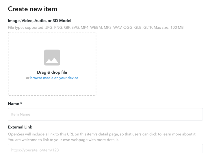 create new item