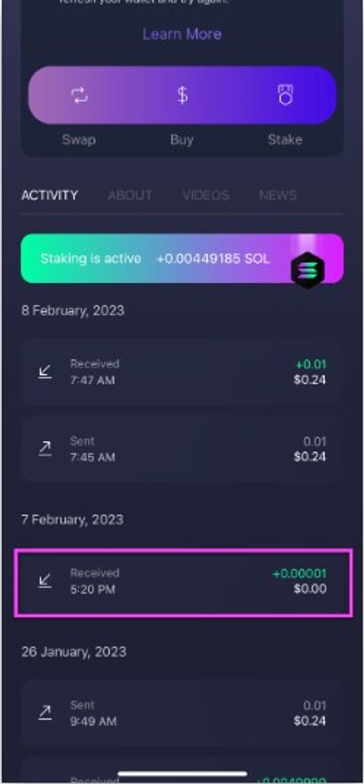 crypto dusting attack