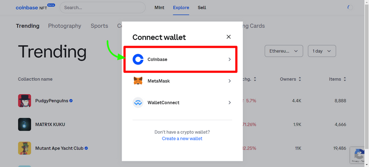 Choose coinbase wallet